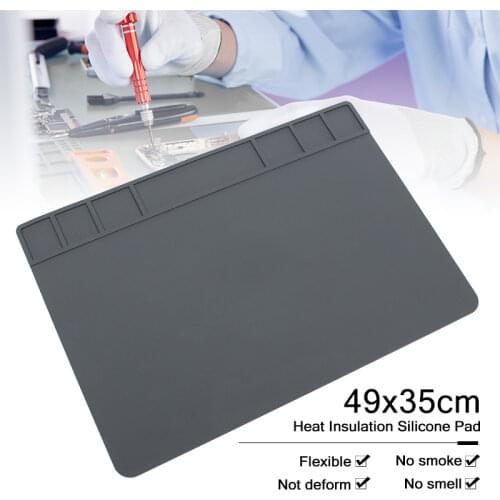 490x350x5mm Heat Insulation Silicone Pad Desk Mat Heat-resistant Maintenance Platform For BGA Soldering Phone PC Repair Station