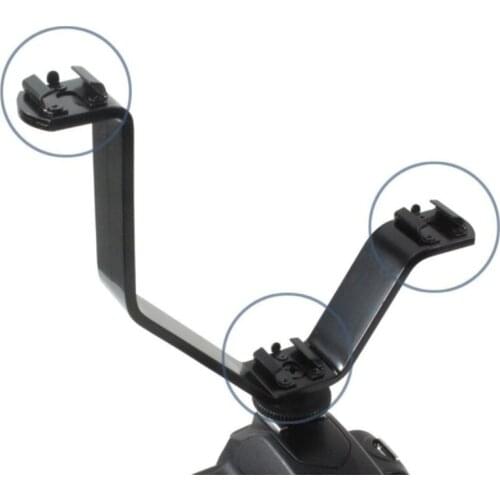 Triple Hot Shoe Bracket V-shaped Flash Bracket with 1/4 Threaded Interface Camera LED Video Light Monitor Flash Mount