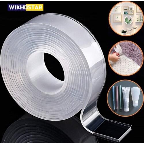 WIKHOSTAR 1/3/5M Traceless Nano Tape Transparent Double Sided Tape Reusable Waterproof Sticky Tape Home Wall Stickers