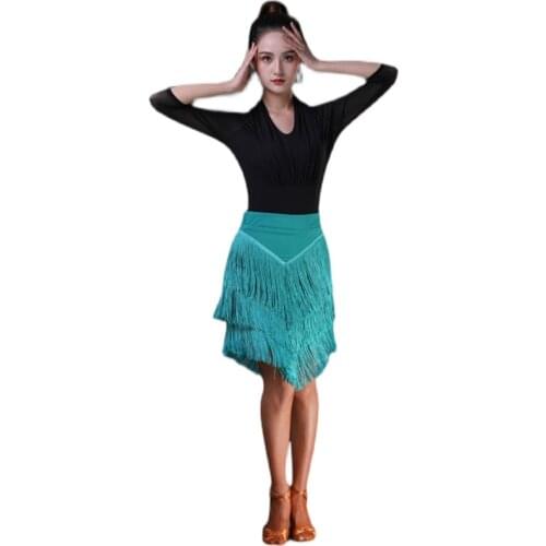 Latin Dance Skirt Sexy Women Top Samba Tango Layers Tassels Fringes Suit Competition Performamnce Salsa Lady Latin Costume