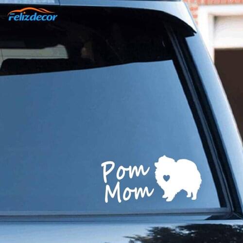 Pomeranian Pom Mom Dog Funny Vinyl Car Decal Car Sticker Sweet And Lovely Automotive Car Rear Window Stickers Black/Silver C1138