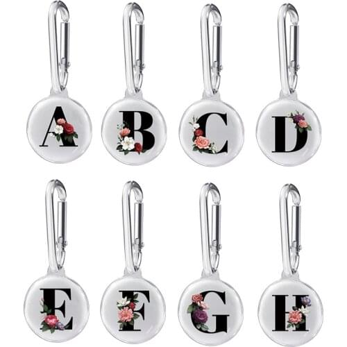 Protective Case For Apple Airtags Cover Letter Flower Case For Air Tag Locator Tracker Anti-lost Device Keychain TPU Clear Funda