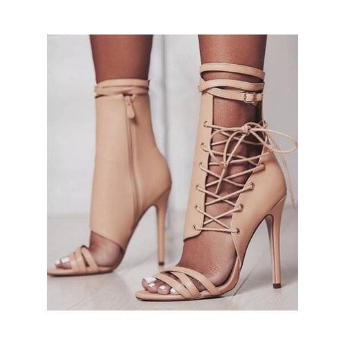 Plus Size 35-42 Fashion Super High Women Pumps Summer Pu Leather Female Party Thin Heels Pumps T-tied Girls Pumps