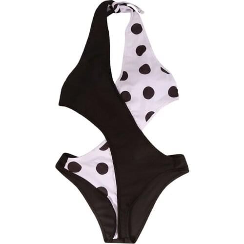 2021 Polka Dot One Piece Swimsuit Women Swimwear Deep V Monokini Bodysuit Backless Bathing Suit Beach Wear High Cut Swim Suit