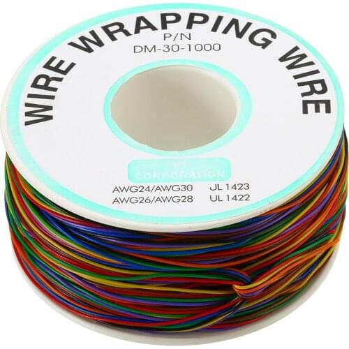 1PC 30 AWG Wrapping Wire 0.25mm Tin Plated Copper Wire Wrap Insulation Testing Cable 8-Colored For PCB Soldering Fly Line