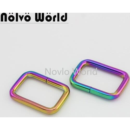 Nolvo World 5-20-100pcs 6 size 13-15-20-25-33-38mm rainbow metal rectangle buckles for handbag purse adjusted ring craffts