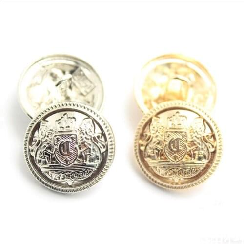 200 PCS Double Lion Metal Hand Seam Button Spot Men And Women Suit Windbreaker Buckle Jacket Dress Buttons Gold Silver 15-25MM