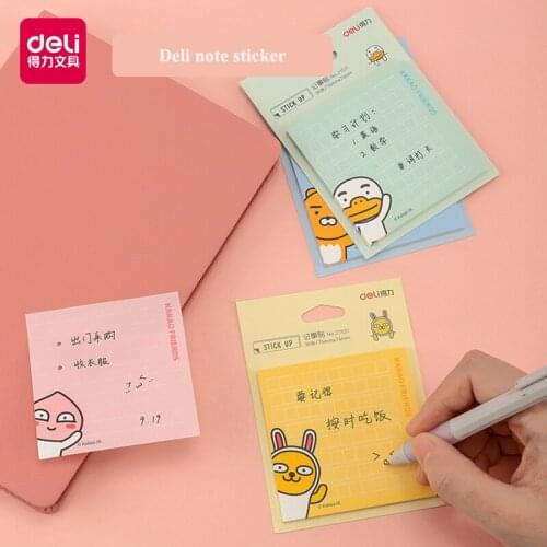 30 Sheets/Bag Deli 21531 Note stickers Memo pads Stick up 74x74mm Cartoon Cute Korea style Sticker pads