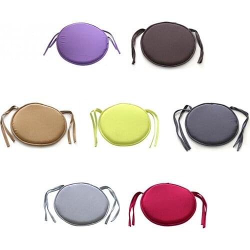 38cm x 38cm Simple Style Portable Indoor Dining Garden Patio Home Office Kitchen Round Chair Seat Pads Cushion with Four Ties