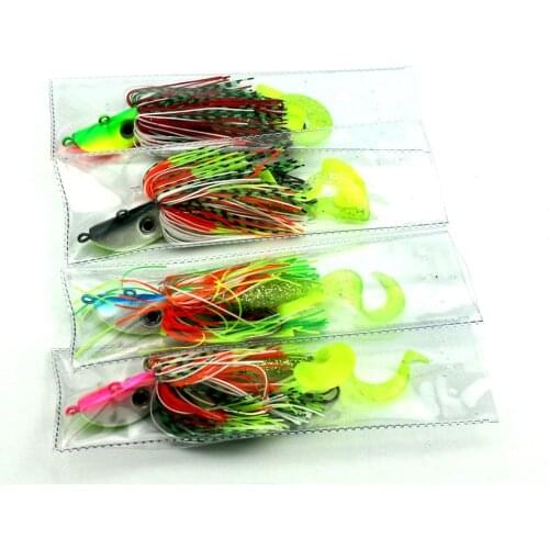 40g Spinner Bait Black Large Mouth Bass Fish Metal Bait Sequin Beard Pike Fishing Tackle Rubber Jig Soft Fishing Lure With Hook