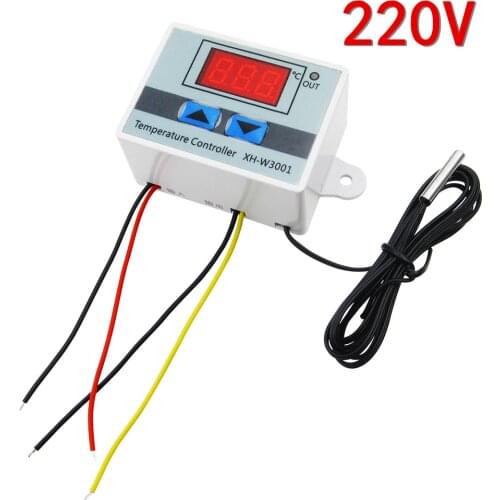 5PCS new 220V W3001 Digital LED Temperature Controller 10A Thermostat Control Switch Probe XH-W3001