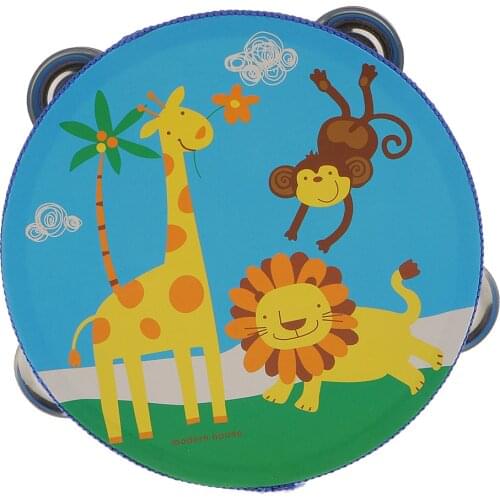 6inch Tambourine Single Row Jingles Wood for Baby Toddlers Kids Percussion Toy