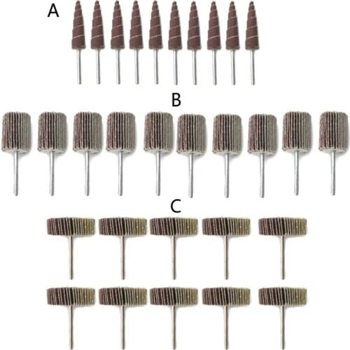 10pcs Grit Scouring Cloth Impeller Grinding Sandpaper Flap Grit head Wheel Buffing Wheel Grinder Head Drill Rotary Tool