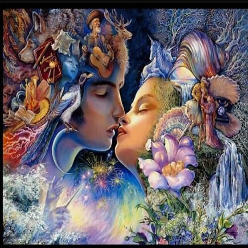 Wellyu Custom large-scale mural 3d wallpaper silk cloth beautiful elf couple oil painting TV bedroom background wallpaper