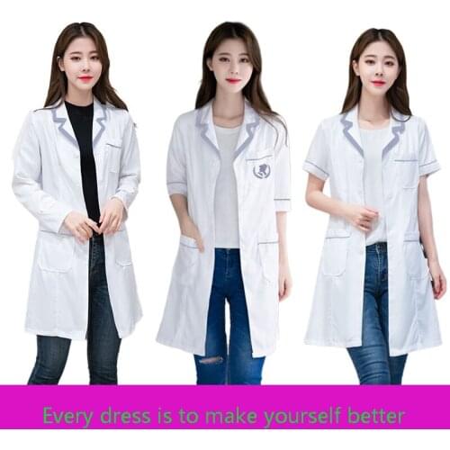 Esthetic uniform Summer women beauty uniform aesthetic Nursing Coat Lab Uniform Health Workwear Short Sleeve white coat