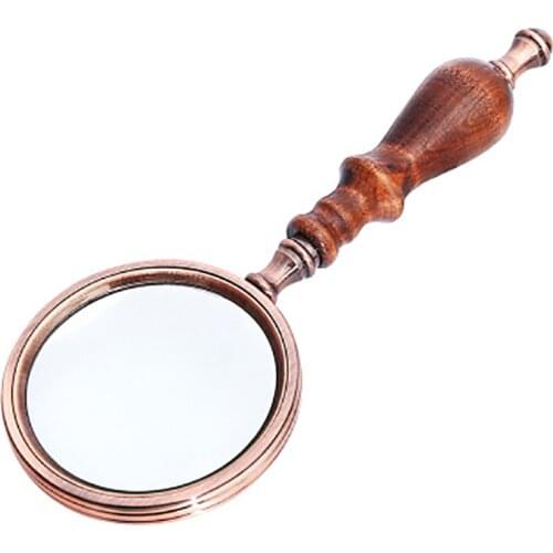 Wooden Handle Metal Frame Magnifier 10X Glass Lens Magnifying Tools Vintage Handheld Reading Magnifiers Grandpa Gifts
