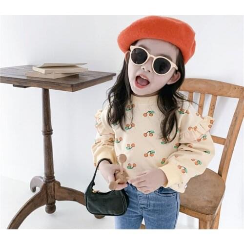 1 2 3 4 5 6 Y Toddler Girls Hoodies 2020 New Casual Cherry Print Sweatshirts For Girls Kids Fashion Children Long Sleeve Shirts