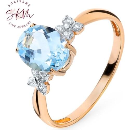 SKM Vintage topaz rings for women 14k rose gold rings Engagement rings designer Promise Luxury Fine Jewelry
