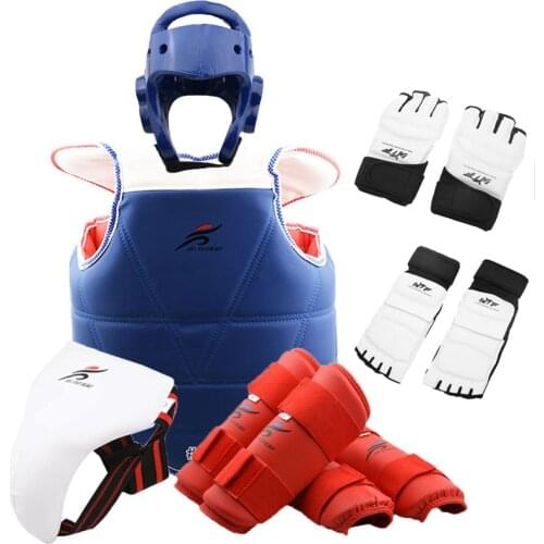 Taekwondo Body Chest Vest Uniform Protector Helmet Karate Adult Child Jockstrap Arm leg Forearm Shin Guard Boxing Equipment Set