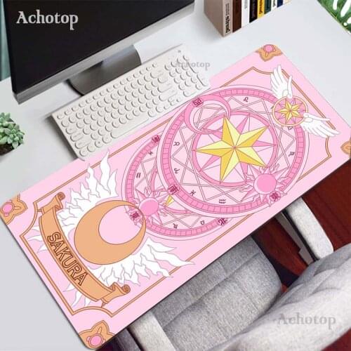 Anime Cardcaptor Sakura Mousepad Gamer Cute 90X40 kawaii Kuro Large Gaming Mouse Pad XLL Locking Edge Laptop Notebook Desk Mat