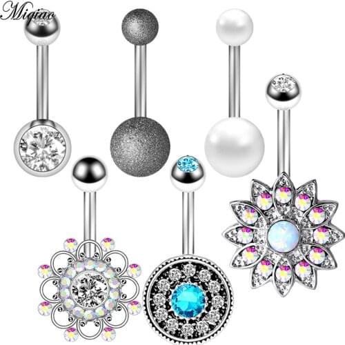 Miqiao 1 Set Body Piercing Supplies Belly Button Nail Set European and American 6-piece Belly Button Ring Set Hot Style
