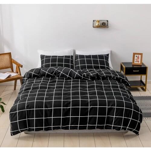 Black White Plaid Fashion Modern Luxury Comforter Bedding Set Home Textile Bed Linen Duvet Cover Set King Queen Twin Double Size