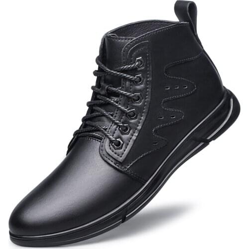 Winter Men Boots Warm Plush Men Snow Boots Outdoor Comfortable Men Shoes Lace-Up Autumn Mens Ankle Boots Motorcycle Boots