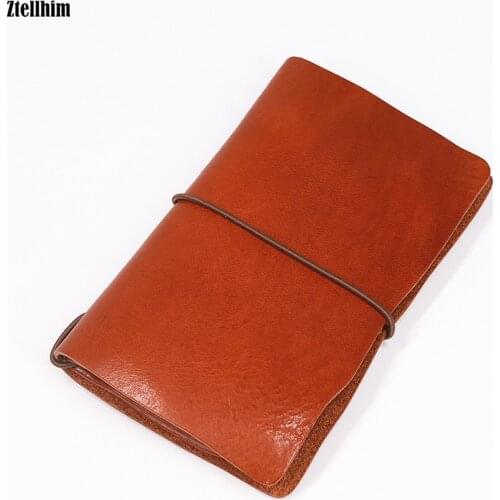 Genuine Leather Wallet Men Vintage Handmade Mens Long Handbook Travel Wallets Clutch Bag With Card Holder Cellphone Coin Pocket