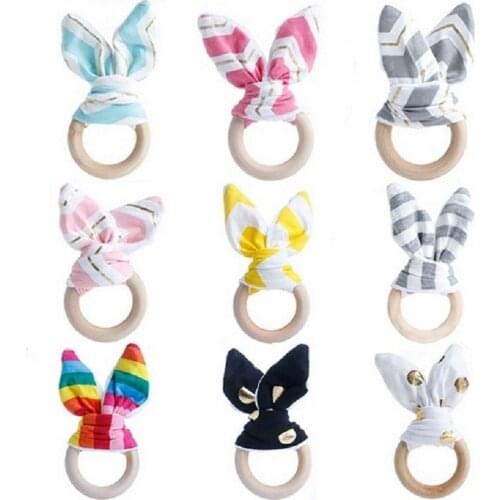New Baby Toys Wooden Hand Grasp Toy Rattles Soft Rabbit Ears Develop Baby Intelligence Baby Grasping Toy Hand Bell Rattle