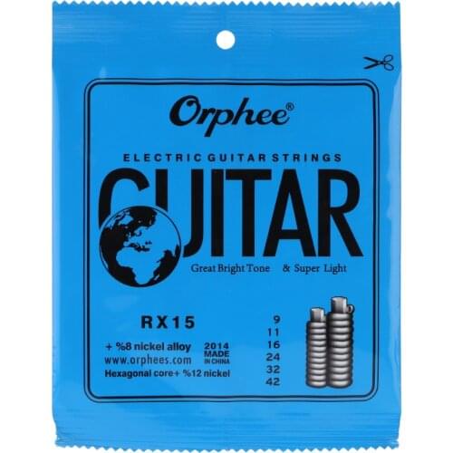 Orphee RX15 6pcs Electric Guitar String Set (.009-.042) Nickel Alloy Super Light Tension guitar string guitar accessories