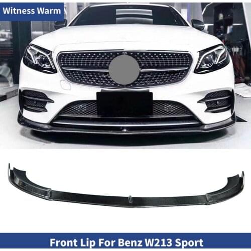 W213 Carbon Fiber Front Lip Chin Spoiler for Benz W213 E-class 4 door E200 E260 E300 sport bumper 2016 2017 2018 2019