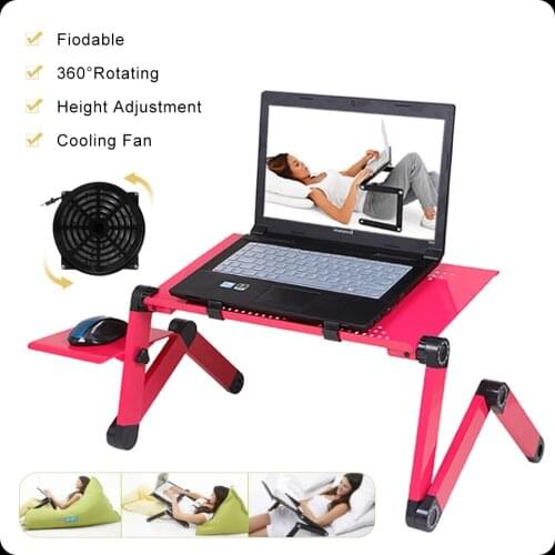 1Pc Adjustable Laptop Desk Stand Portable Aluminum Ergonomic Lapdesk For TV Bed Sofa PC Notebook Table Desk Stand With Mouse Pad