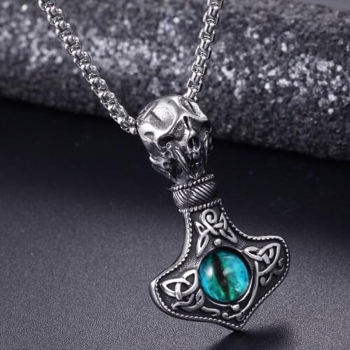 Evil Eye Skull Gothic Punk Men Necklaces Pendants Chain for Boyfriend Male Stainless Steel Jewelry Creativity Gift Wholesale