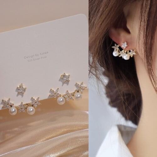 Earrings for Women Star Pearl Zircon Stud Earrings Fashion Women Jewelry Accessories Wholesale