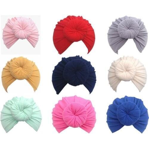Baby Soft Corn Knotted Turban Elastic Donut Round Cap Beanies Stretch Headband Boy Girls Hair Band Hat Headwraps Headwear FD6636