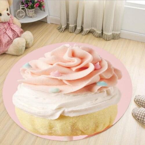 Lovely 3D Ice Cream Cotton Candy Round Carpet Toilet Bath Mat Living Room Parlor Girls Bedroom Chiar Rugs Decorate Carpet tapete