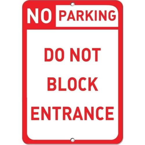 Bedroom Door No Parking Do Not Block Entrance Parking Door Retro Metal Tin Sign Plaque Poster Wall Decor Art Shabby Chic Gift