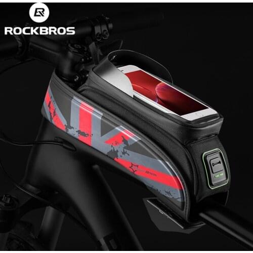 ROCKBROS Bicycle Bag MTB Road Bike Bag Rainproof Touch Screen Cycling Front Tube Frame Bag 5.8/6.0 Phone Case Bike Accessories