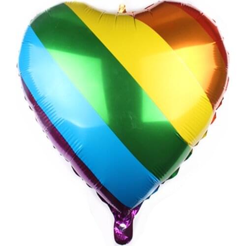 1 pcs 24 Inch Rainbow Heart-Shaped Aluminum Foil Balloon Heart-Shaped Foil Balloon Holiday Party Decoration