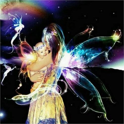 Embroidery diamond painting full square fairy and little baby diamond mosaic 5d resin round diamond art cross stitch