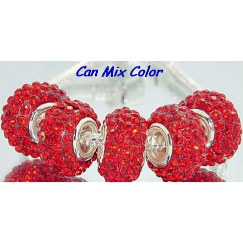 Ght65lity mix glass lot 14mm x10mm Silver Plated Core Big Hole European Beads Resin charms Bracelets bead crystal