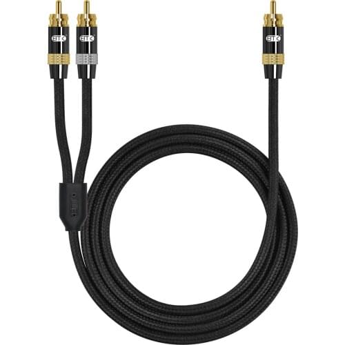 EMK RCA Y-Splitter RCA to 2 RCA Male Digital Stereo Audio Cable for Subwoofer Home Theater TV Hi-Fi Dual Shielded 24K Gold Plate