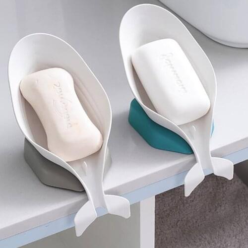 Dolphin-shaped Soap Dish Box Soap Holder Drain Rack Toilet Soap Dish Perforated Free Standing Suction Cup Bathroom Supplies