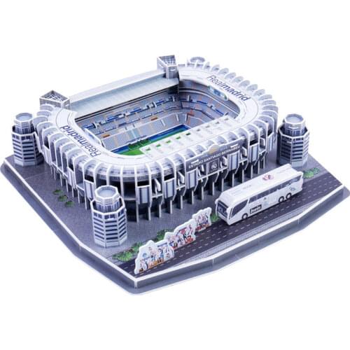 [Funny] 160pcs/set Cristiano Ronaldo Santiago Bernabeu Competition Football Game Stadiums building model toy gift original box