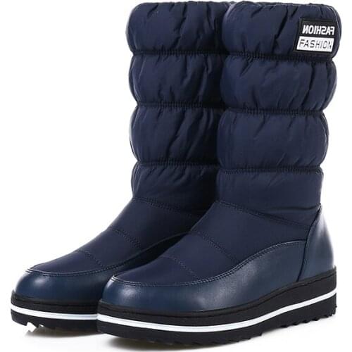 Women Mid-Calf Snow Boots 2020 Brand New Down Winter Keep Warm Plush Round Toe Female Side Zipper Platforms Girls Casual Shoes