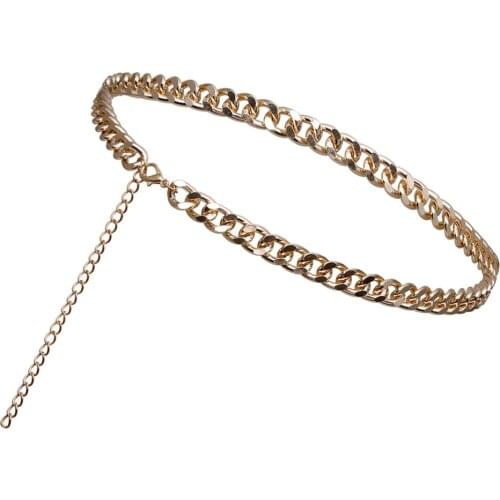 Fashion Waist Chain Aluminum Chain Long Punk Hip-hop Trendy Belt for Lady (Golden)