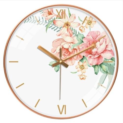 12 Inch Gold Wall Clock Modern Minimalist Round Clock Glass Wall Clock Mute Quartz Clock Home Decorative Wall Watch