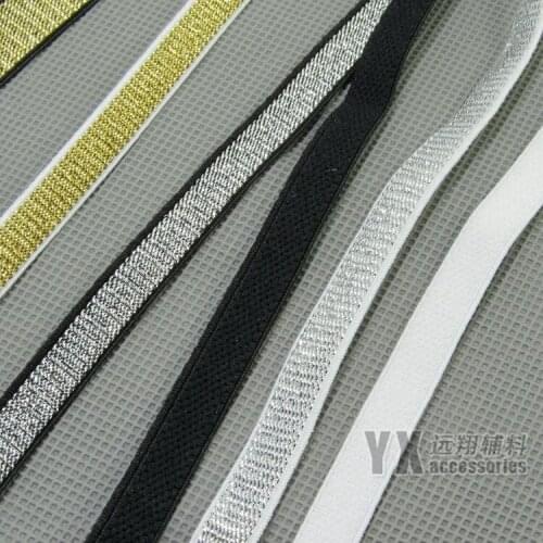 10mm 15mm elastic bands 10meters/lot black white elastic webbing straps with silver gold silk bra elastic free shipping