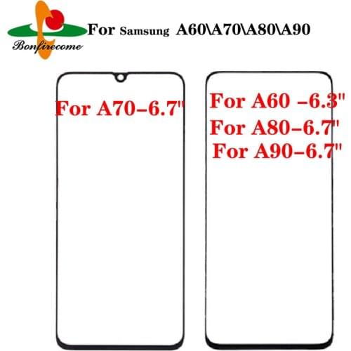 10Pcs\lot For Samsung Galaxy A60 A70 A80 A90 Front Touch screen Panel LCD Out Glass Cover Lens Replacement