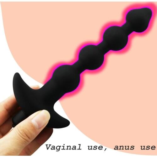 10 Speeds Vibrator Anal Plug Sex Toys for Men Gay Black Beads Anal Massage Medical Silicone Butt Plug Sex Products for Adult